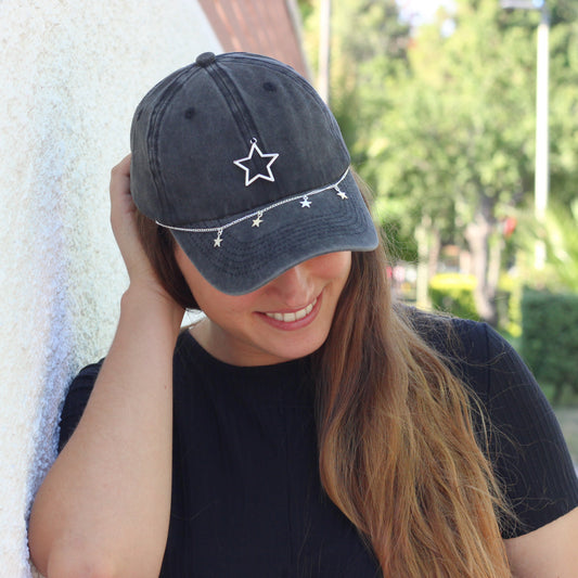 Jockey Shakira jaspeado gris, ajustable, hecho a mano — Elefanterosado